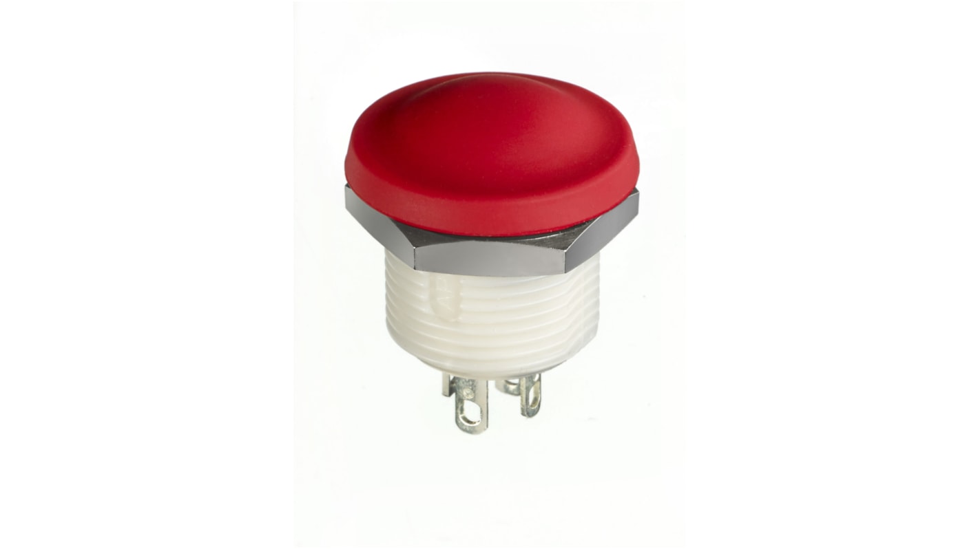 APEM IX Series Push Button Switch, Momentary, Panel Mount, 12mm Cutout, SPST, Red LED, 28V dc, IP67, IP69K