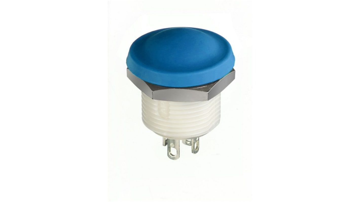 APEM IX Series Push Button Switch, Momentary, Panel Mount, 12mm Cutout, SPST, Blue LED, 28V dc, IP67, IP69K