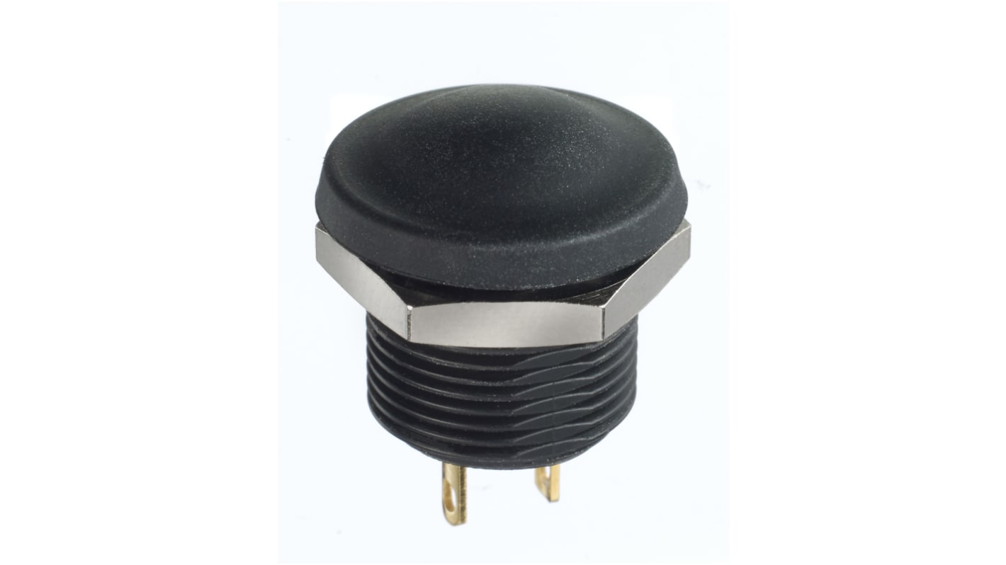 APEM IX Series Push Button Switch, Momentary, Panel Mount, 12mm Cutout, NC/NO, Black LED, 28V dc, IP67, IP69K