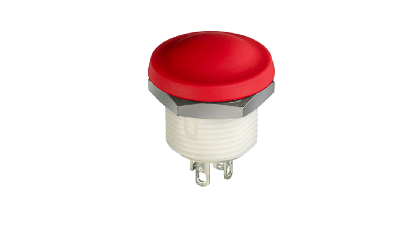 APEM IX Series Push Button Switch, Momentary, Panel Mount, 12mm Cutout, NC/NO, Red LED, 28V dc, IP67, IP69K