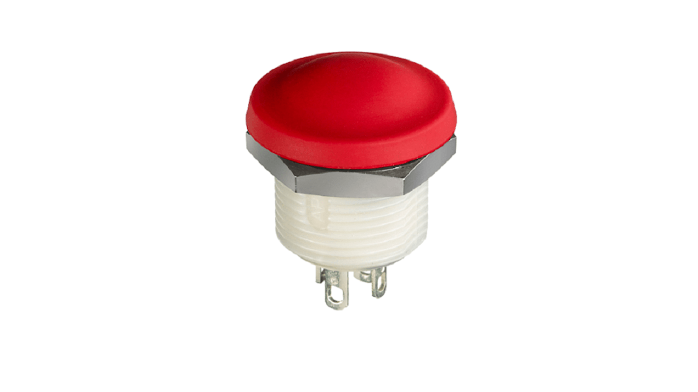 IXP5S16M APEM IX Series Push Button Switch, Momentary, Panel Mount, 12mm Cutout, NC/NO, Red