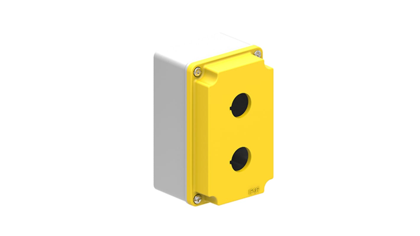 Lovato Yellow Plastic LPZM Empty Control Station - 2 Hole 22.5mm Diameter