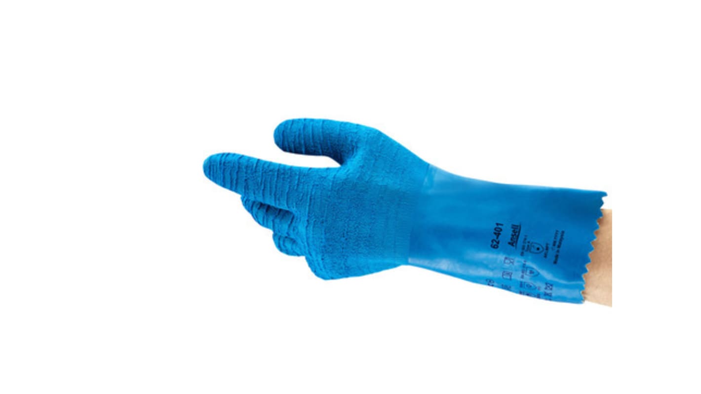 Guantes de trabajo de Algodón Azul Ansell, talla 10, XL, con recubrimiento de Látex, Térmico