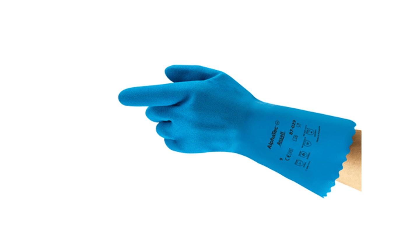 Ansell Blue Nylon Extra Grip, Good Dexterity Work Gloves, Size 8, Medium, Latex Coating