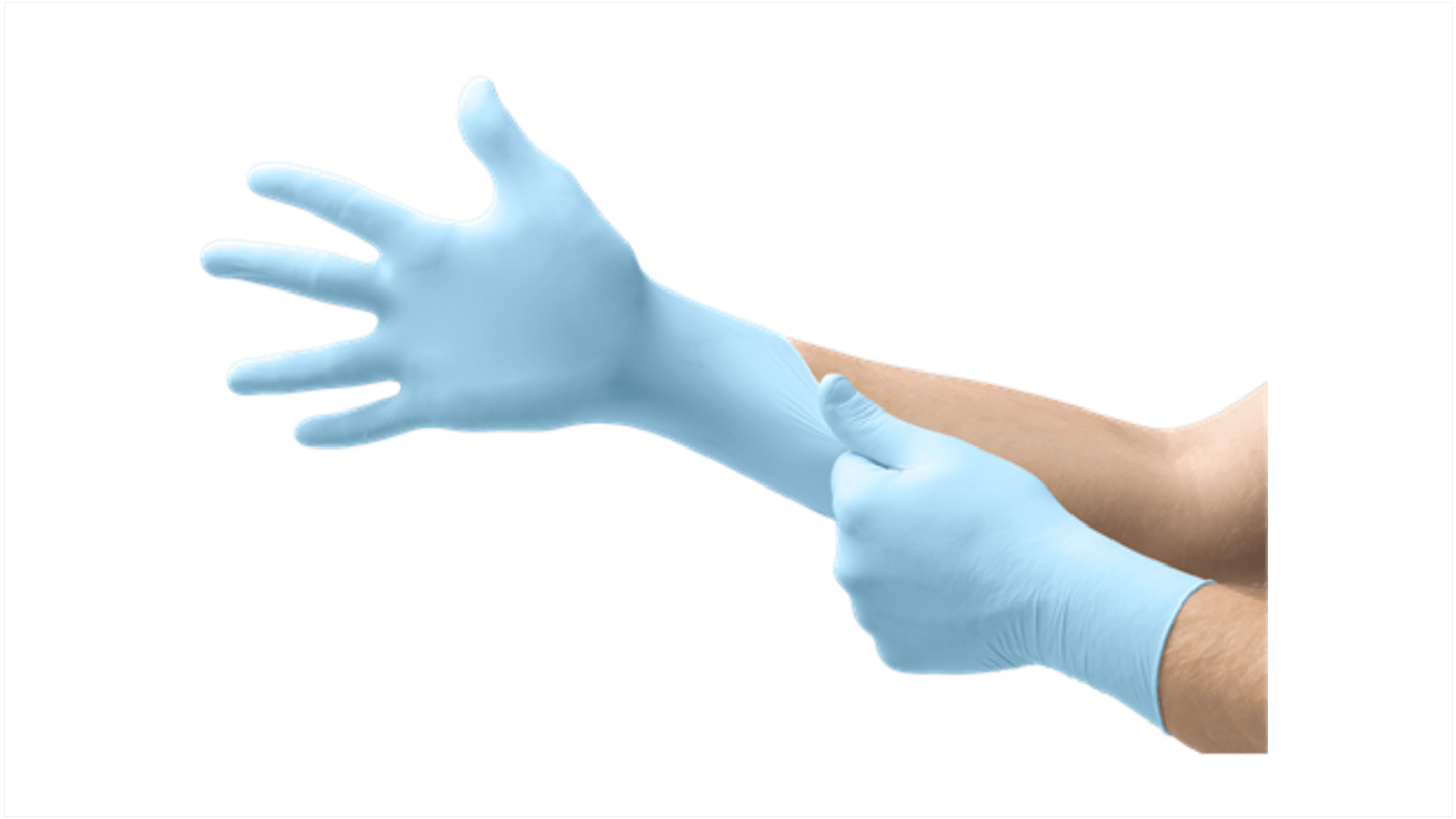 Ansell MICROFLEX® Blue Powder-Free Nitrile Disposable Gloves, Size 7.5-8, Medium, Food Safe, 250 per Pack