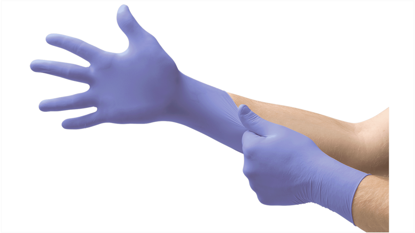 Ansell MICROFLEX® Purple Powder-Free Nitrile Disposable Gloves, Size 8.5-9, Large, Food Safe, 100 per Pack