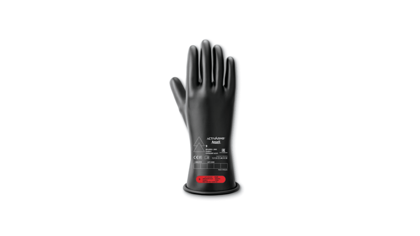 Guantes dieléctricos de Látex Negro Ansell, talla 8, con recubrimiento de Látex, Protección contra riesgos eléctricos