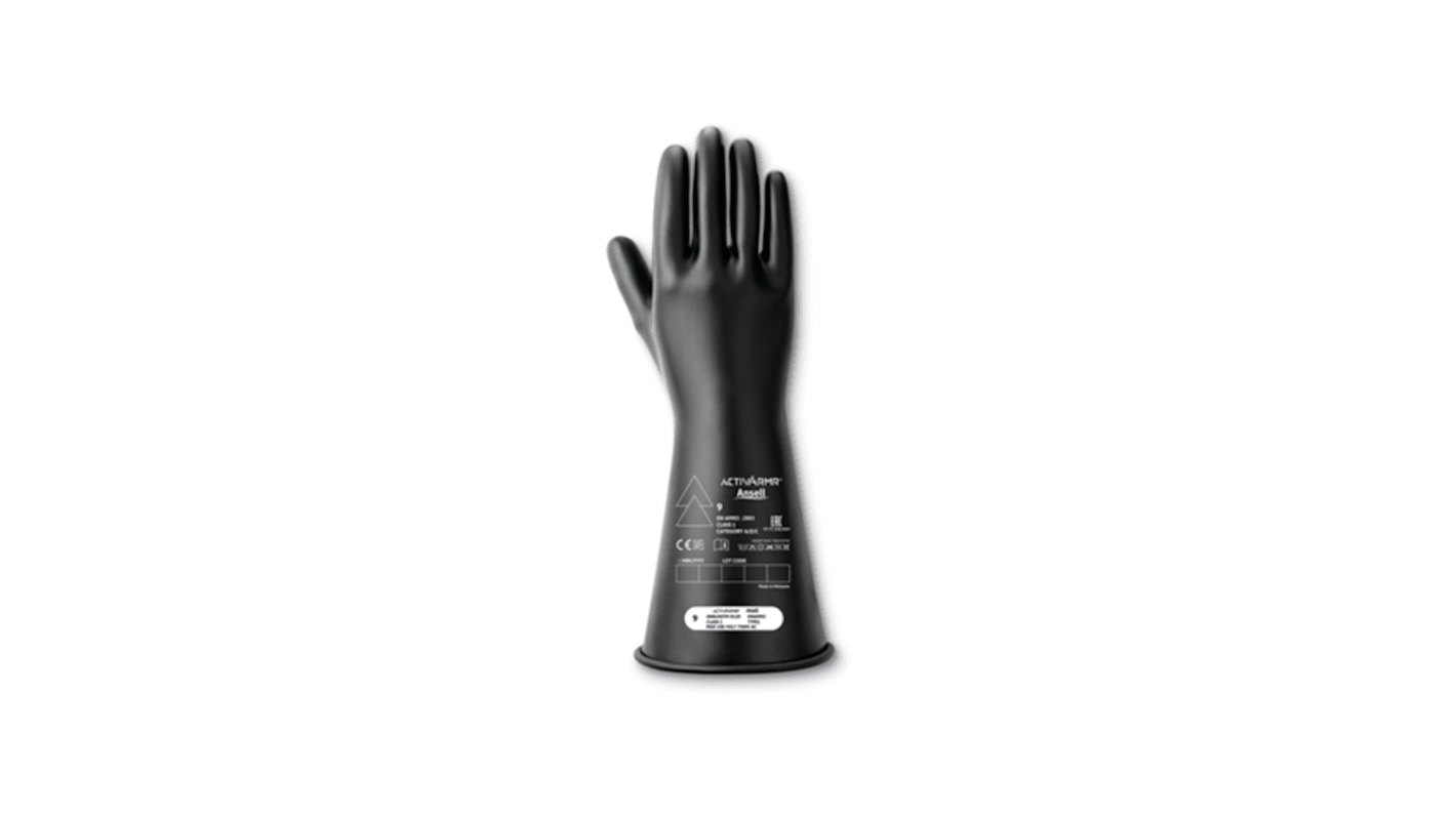 Ansell Black Latex Electrical Safety Electrical Insulating Gloves, Size 11, Latex Coating