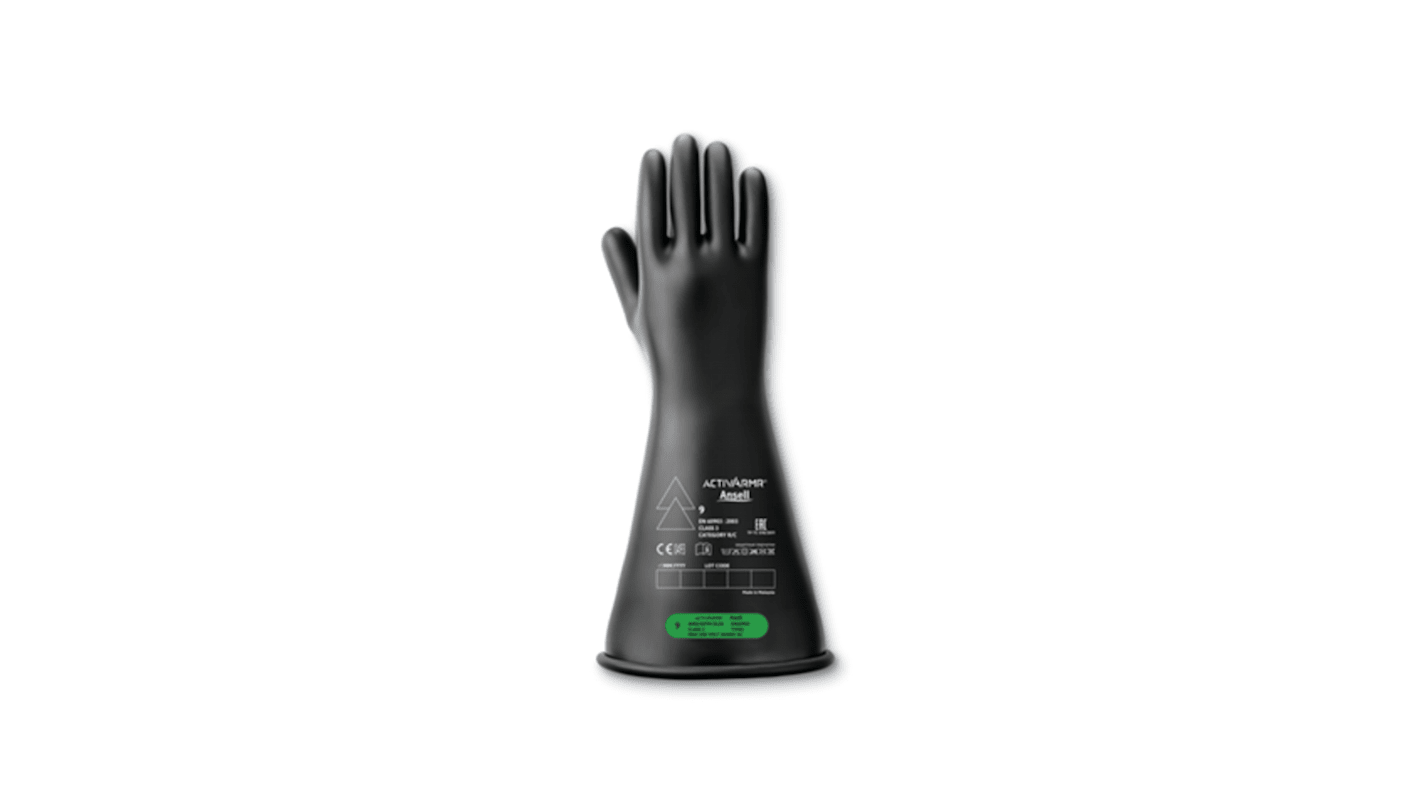 RIG316B090 | Guantes dieléctricos de Látex Negro Ansell, talla 9, L ...