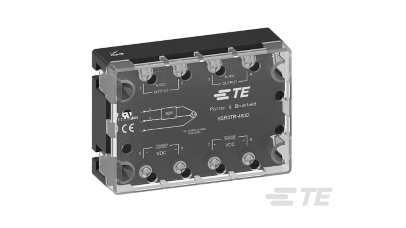 TE Connectivity SSR3 Series Solid State Relay 3 Phase, 10 A Load, Panel Mount, 480 V rms Load