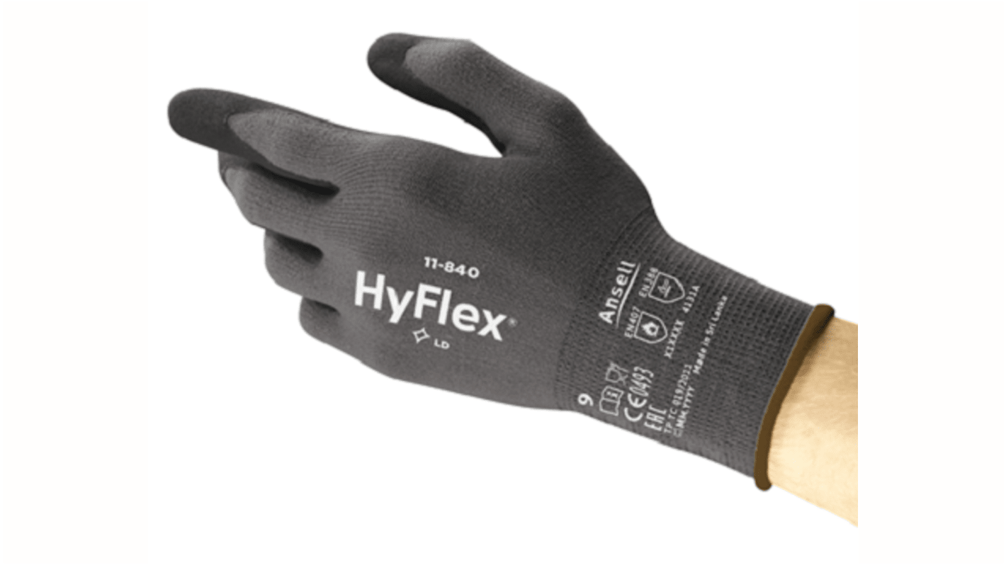 Ansell Grey Nylon, Spandex Abrasion Resistant, Cut Resistant, General Purpose Work Gloves, Size 11, Nitrile Coating