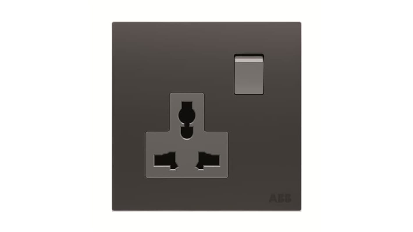 ABB Black 1 Gang Plug Socket, 1 Pole, 13A, BS, Indoor Use