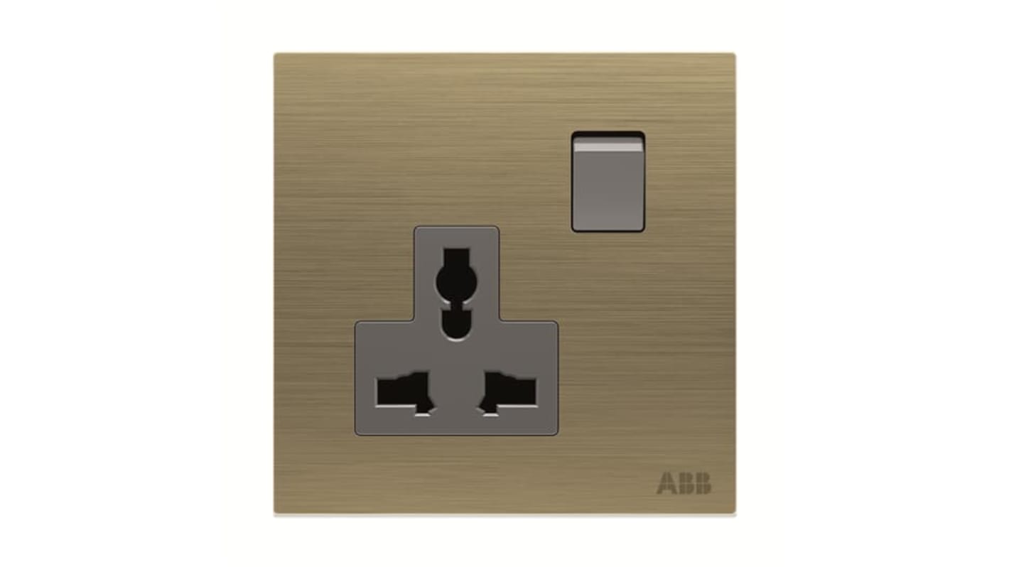 2CLA623919N1601 ABB Gold 1 Gang Plug Socket, 1 Pole Poles, 13A, BS