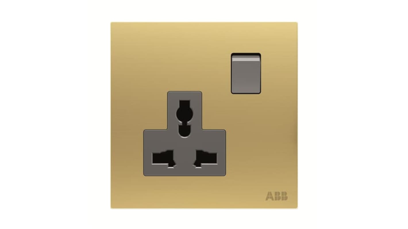 ABB Gold 1 Gang Plug Socket, 1 Pole, 13A, BS, Outdoor Use