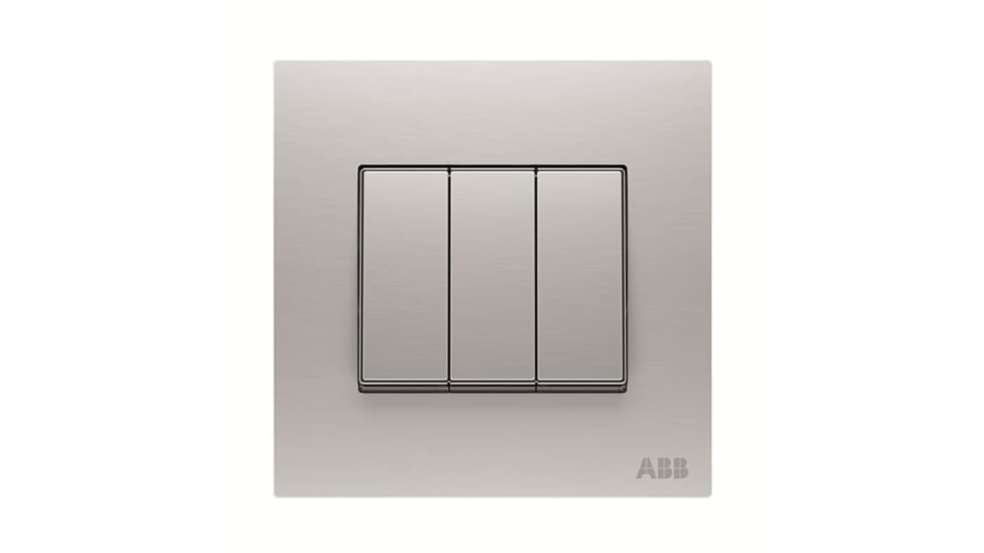 2CLA630219N1156 ABB Silver Rocker Light Switch, 2 Way, 3 Gang