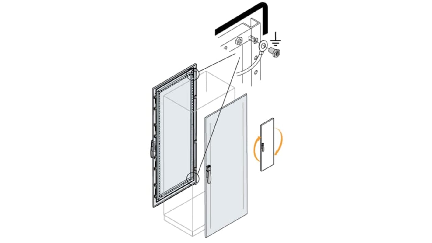 ABB AM2 Series Steel RAL 7035 Blind Door Cable Container, 300mm W, 1.8m L for Use with IS2 Enclosures