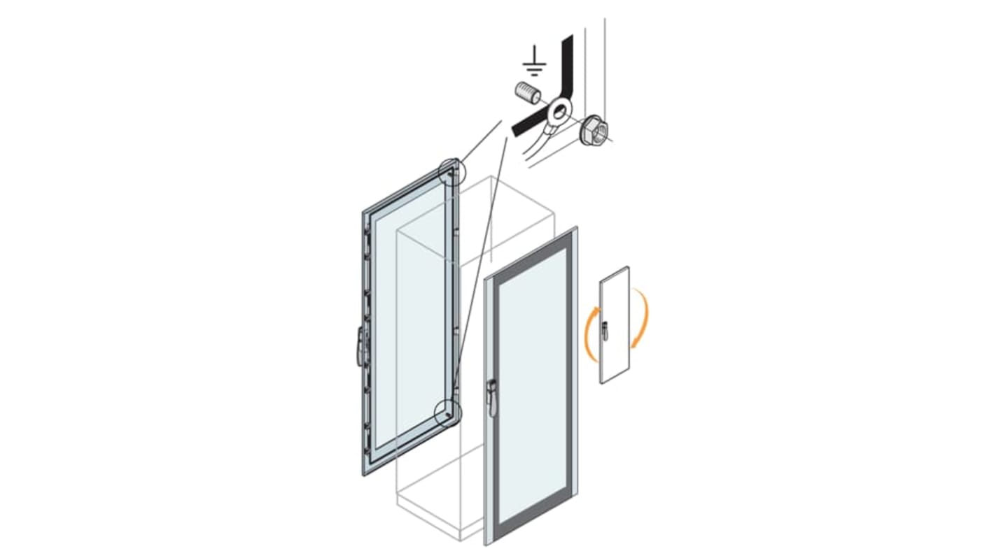 ABB AM2 Series Lockable Steel RAL 7035 Glazed Door, 600mm W, 2.2m L for Use with IS2 Enclosures