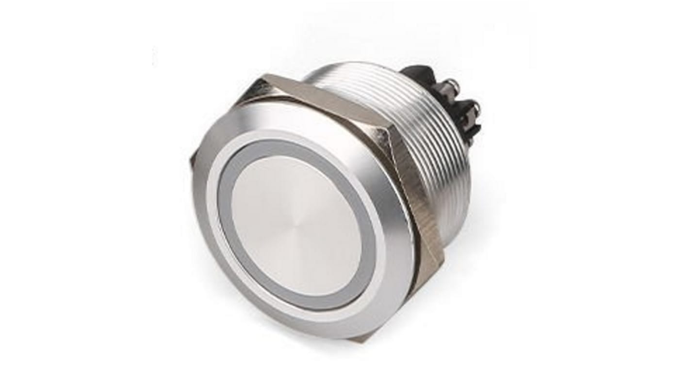 Bouton-poussoir, Verrouillable lumineux, LED Vert, DPST, 5 A @ 250 V c.a., Montage panneau 24V