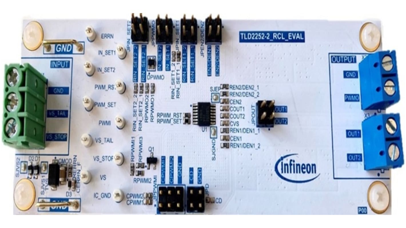 Infineon TLD22522RCLEVALTOBO1, TLD2252-2_RCL_EVAL LED Driver Evaluation Board for LITIX™ Basic+ TLD2252-2EP