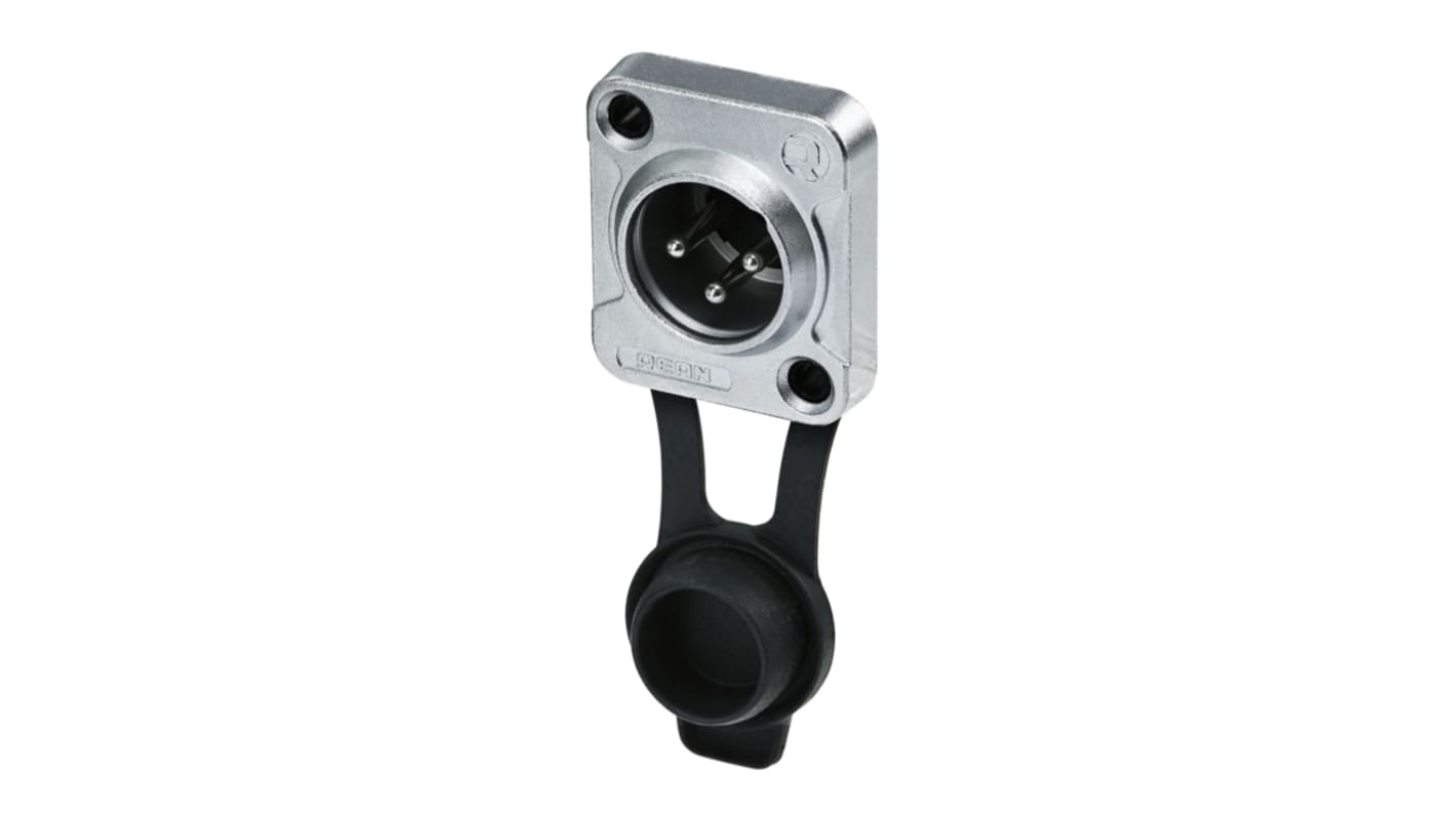 Re-An Products Socket Mount XLR Connector, Male, IP65, 3 Way