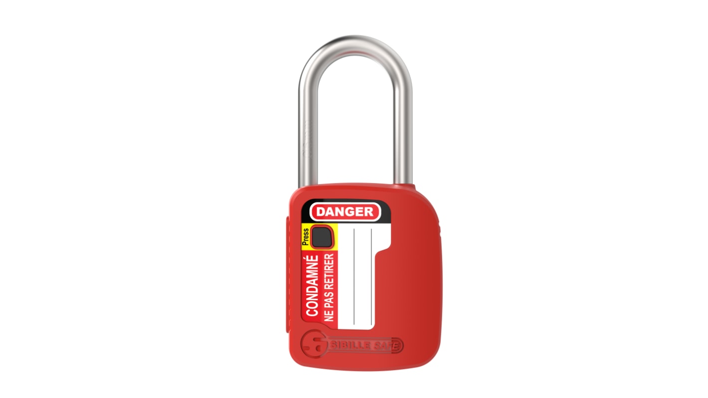 Penta Red 1-Lock Composite Body, Metal Shackle Safety Lockout Padlock, 6mm Shackle, 6.3mm Attachment