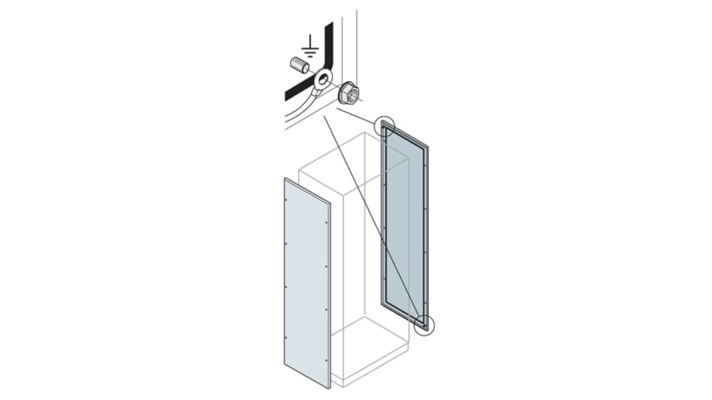 ABB IS2 Series RAL 7035 Steel Blind Side Panel, 500mm W, 2m L, for Use with Enclosures - baying (horizontal joining)