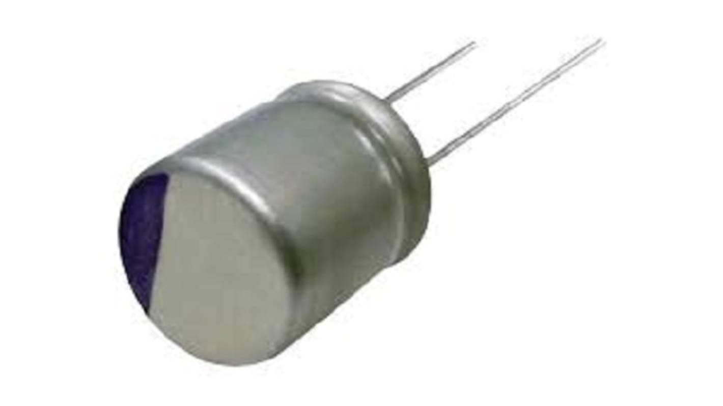 Condensador de polímero Panasonic, 470μF, 25V, Montaje en orificio pasante, encapsulado F13