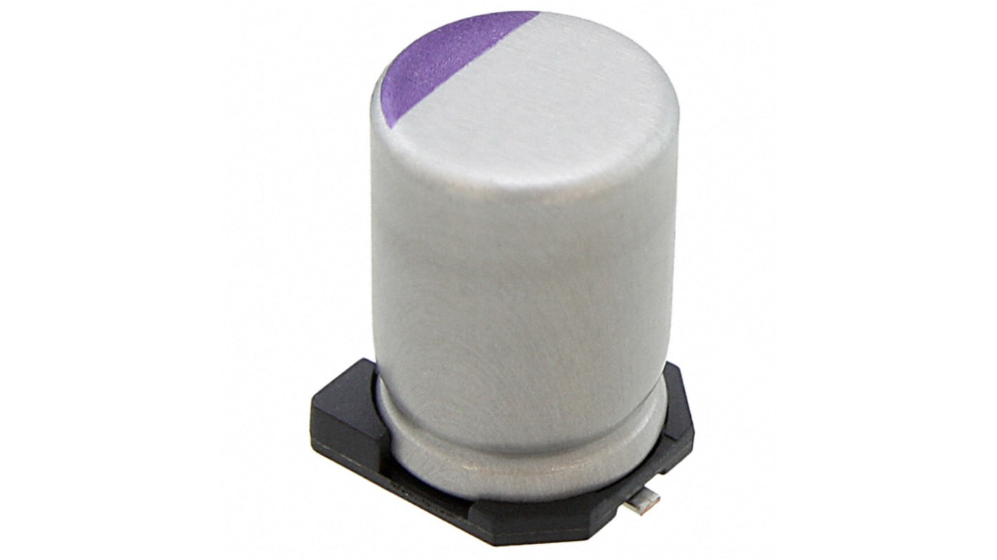 Condensador de polímero Panasonic, 470μF, 6.3V, Montaje en Superficie, encapsulado F8