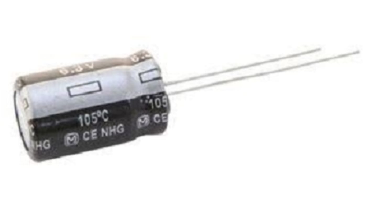 Condensador electrolítico Panasonic serie FR-A, 330μF, ±20%, 6.3V dc, Radial, Orificio pasante, 6.3 x 11.2mm