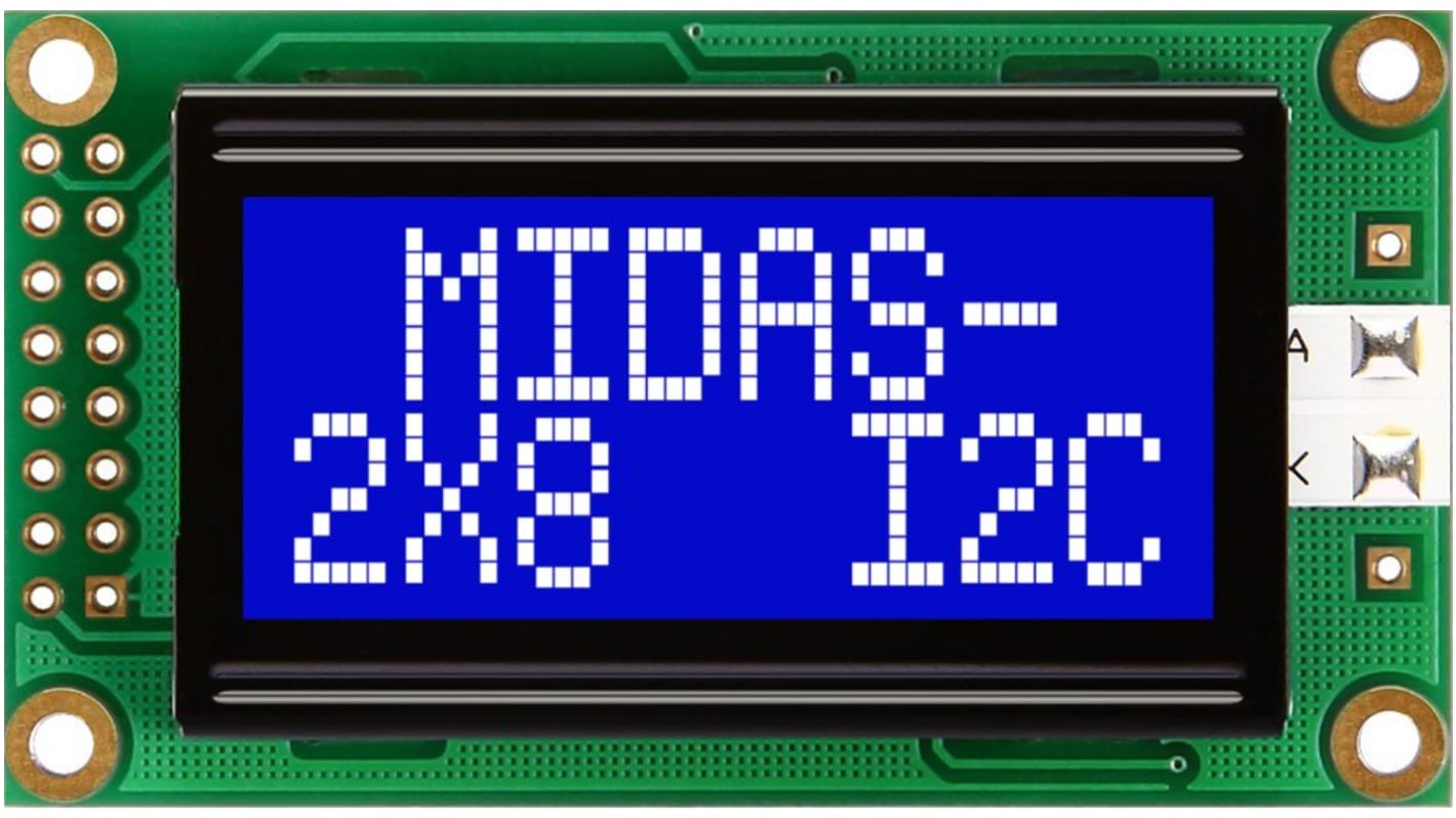 Midas Alphanumerische LCD-Anzeige, Alphanumerisch Zweizeilig, 8 Zeichen