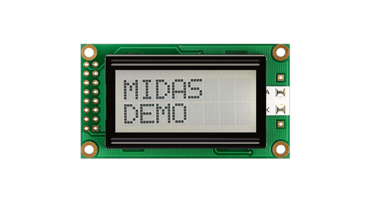 Display alfanumerico LCD Midas, Alfanumerico, 2x8 caratteri