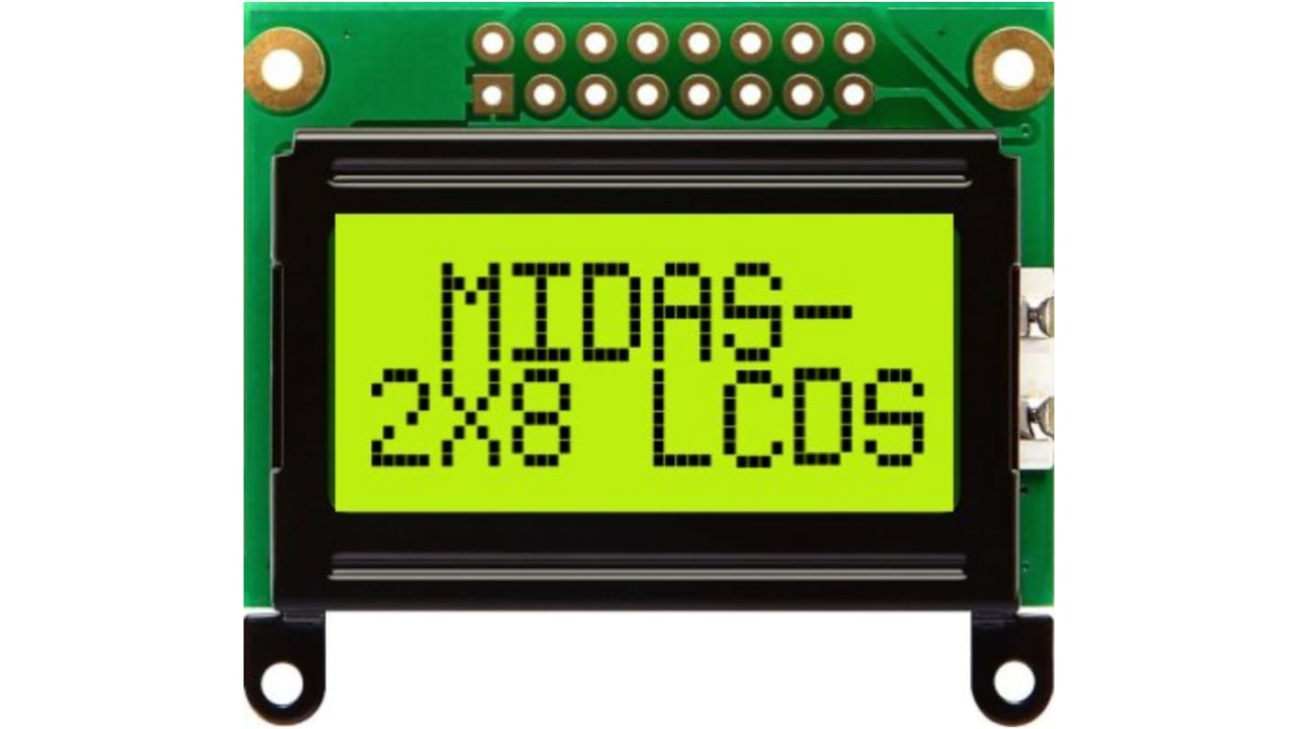 Midas Alphanumerische LCD-Anzeige, Alphanumerisch Zweizeilig, 8 Zeichen