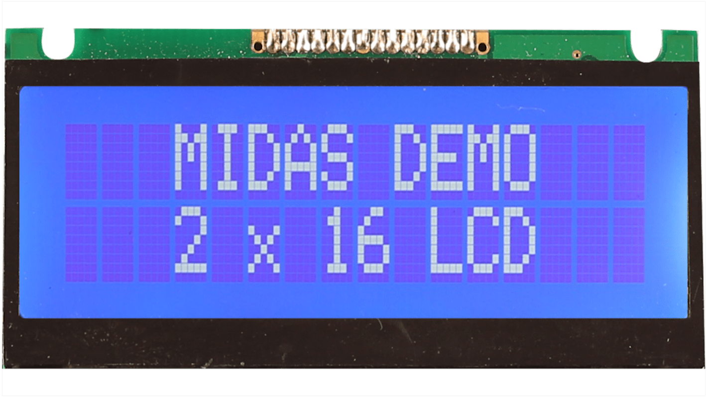 Midas MC21605FA6WE-BNMLW Alphanumeric LCD Alphanumeric Display, 2 Rows by 16 Characters