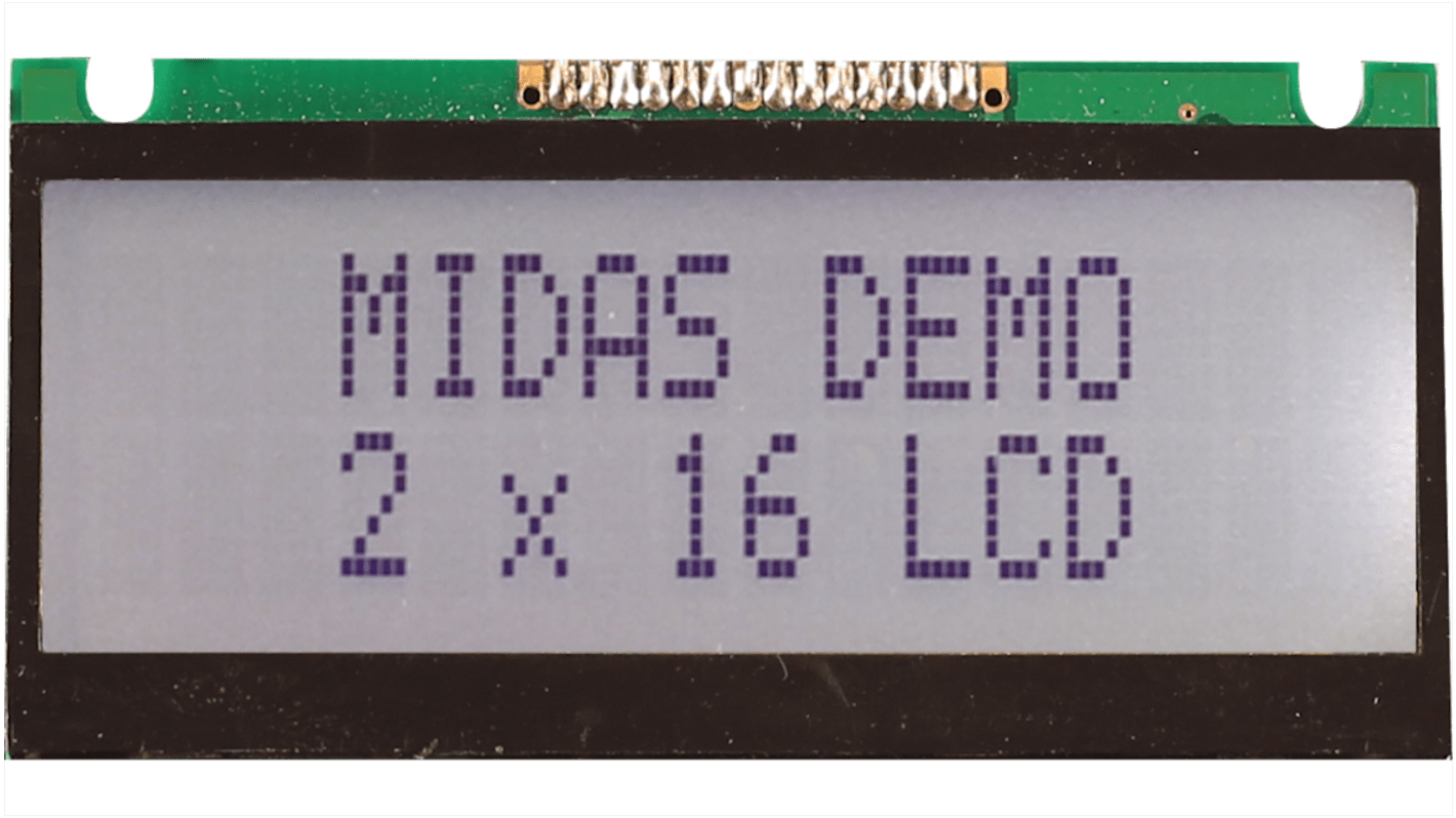 Midas Alphanumerische LCD-Anzeige, Alphanumerisch Zweizeilig, 16 Zeichen