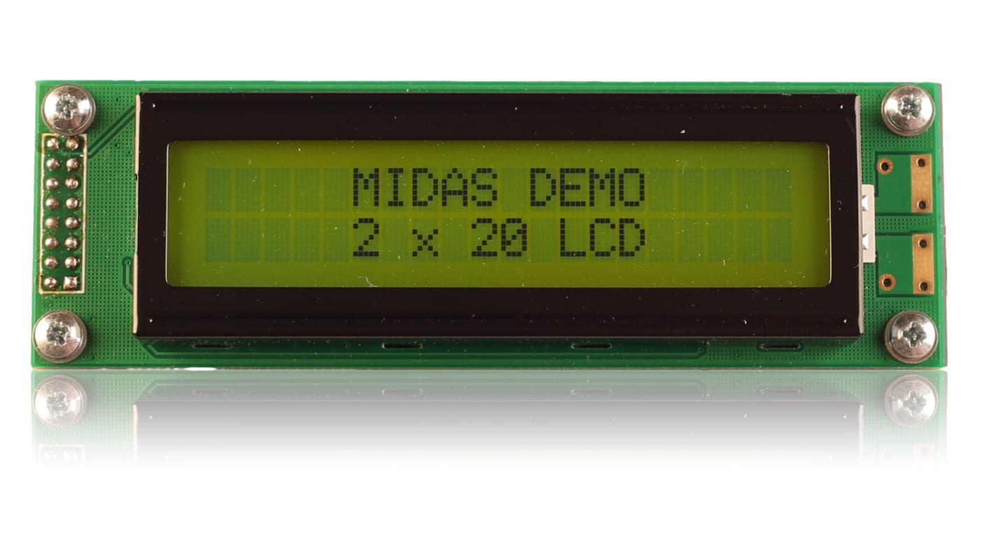 Midas MC22005A6WK-SPTLY-V2 Alphanumeric LCD Alphanumeric Display, 2 Rows by 20 Characters