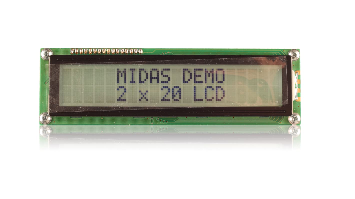 Midas MC22008B6W-FPTLW-V2 Alphanumeric LCD Alphanumeric Display, 2 Rows by 20 Characters