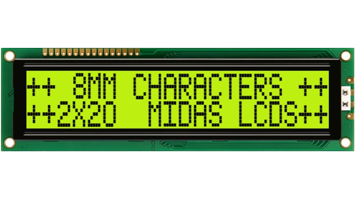 Midas Alphanumerische LCD-Anzeige, Alphanumerisch Zweizeilig, 20 Zeichen