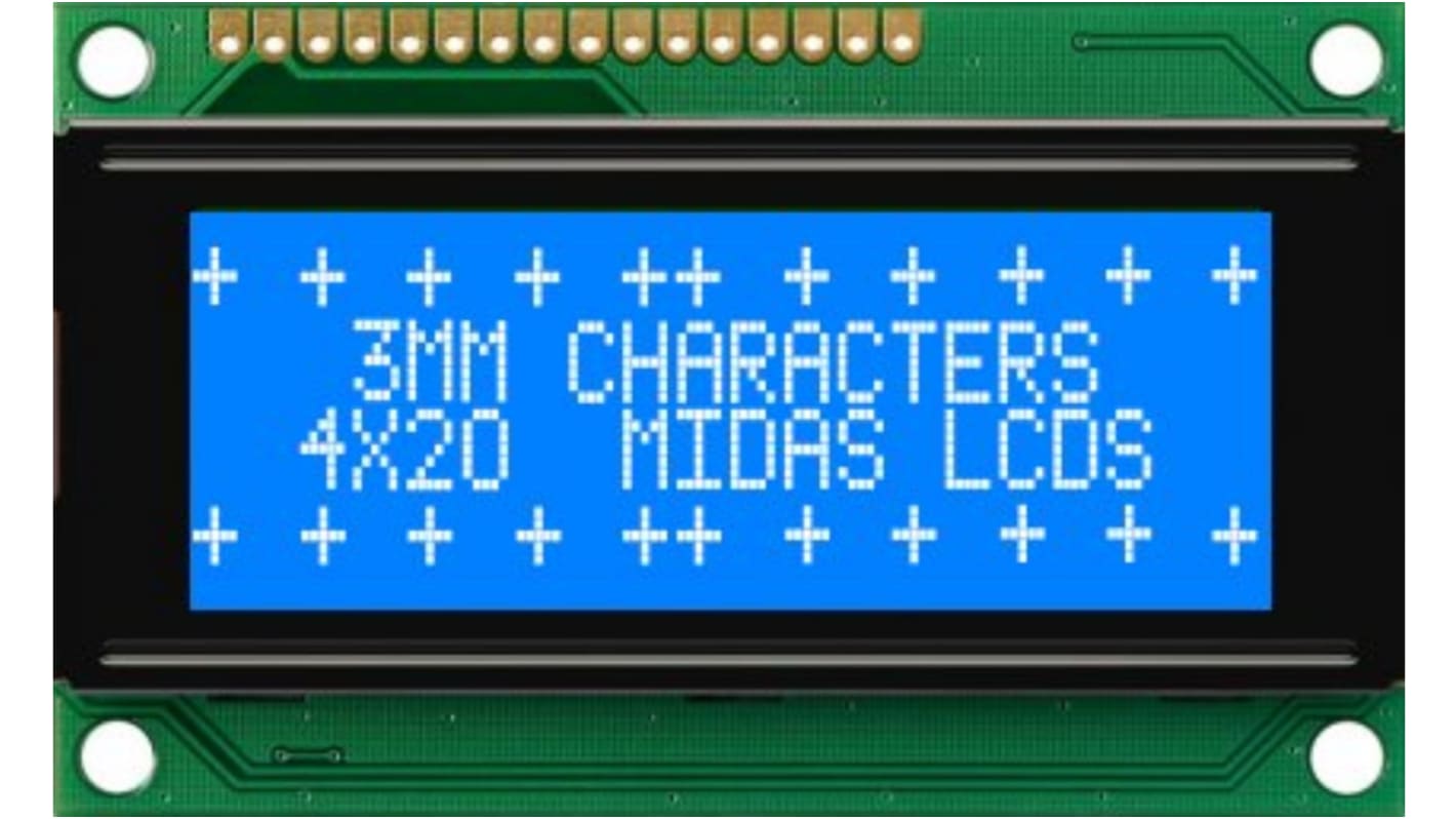 Midas Alphanumerische LCD-Anzeige, Alphanumerisch Vierzeilig, 20 Zeichen