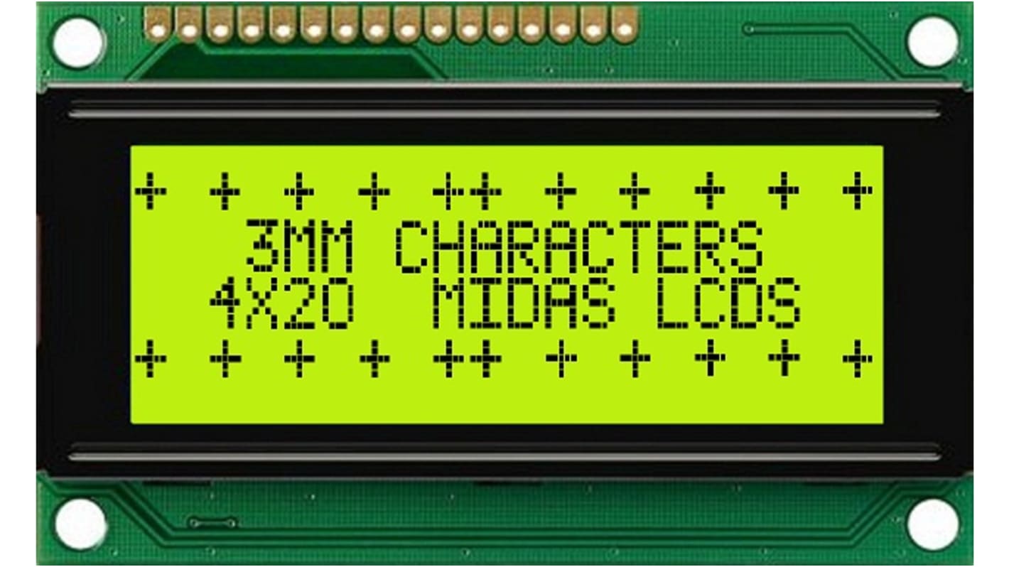 Afficheur alphanumérique LCD Midas, Alphanumérique, 4 lignes de 20 caractères