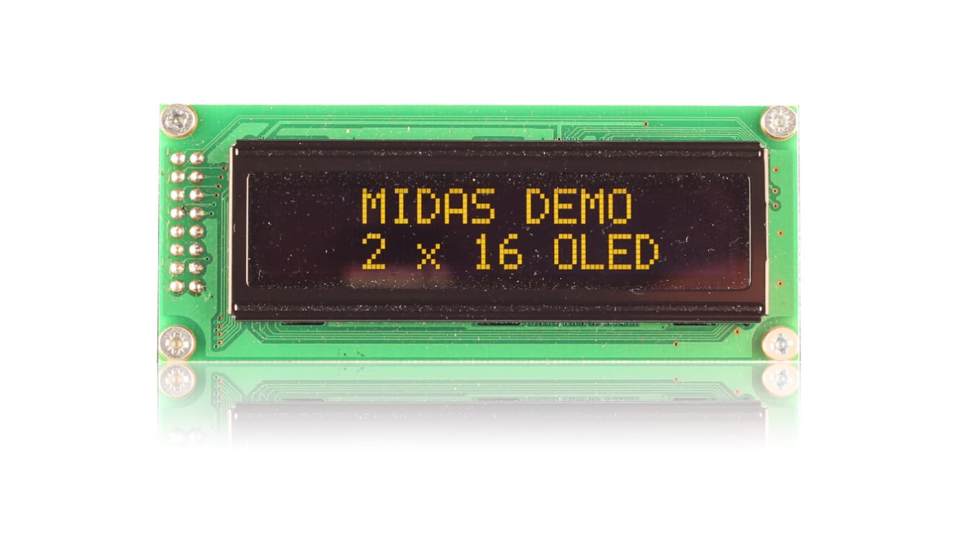 Midas OLED-Display, 66 x 16mm Gelb, Parallel Interface