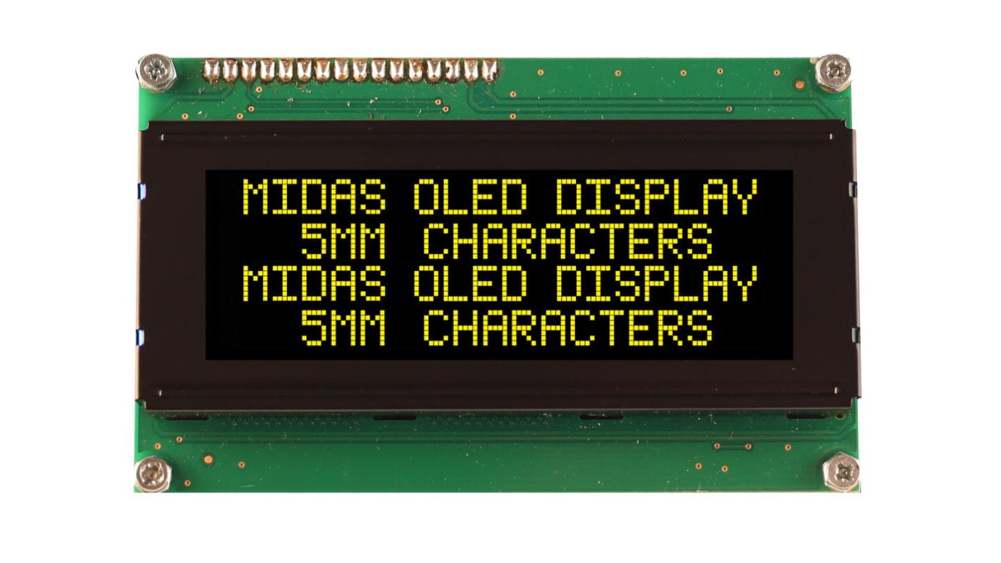 Midas OLED-Display, 77.0 x 25.2mm Gelb, Parallel Interface