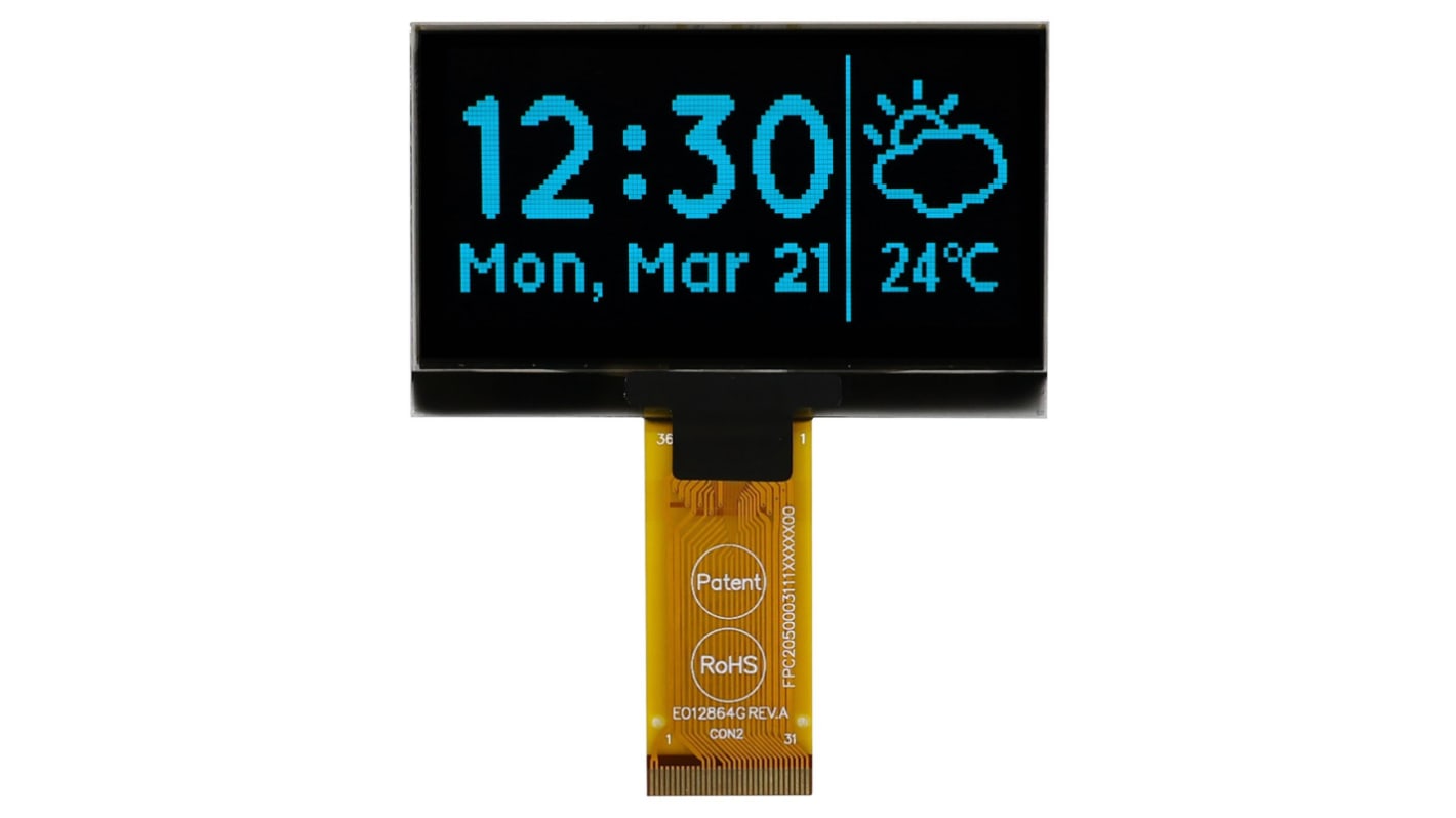 Display OLED Midas, Blu, 128 x 64pixels, TAB, I2C, parallelo, SPI Interface