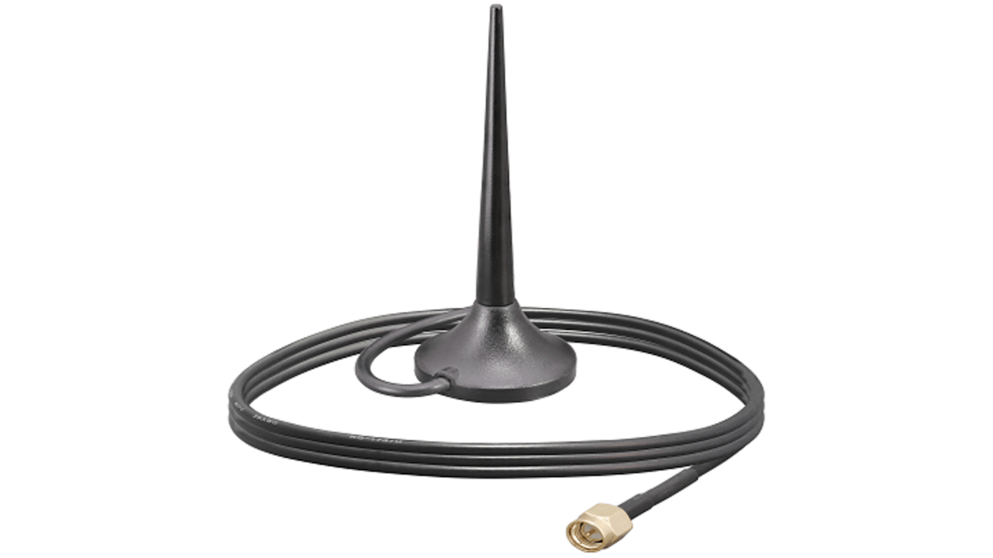 Mindenirányú Linx Dipól Többsávos antenna Mágneses ANT-5GW-MMG2-SMA-1 Ostor, Külső SMA apa Apa 4.7dBi ISM Band MMG