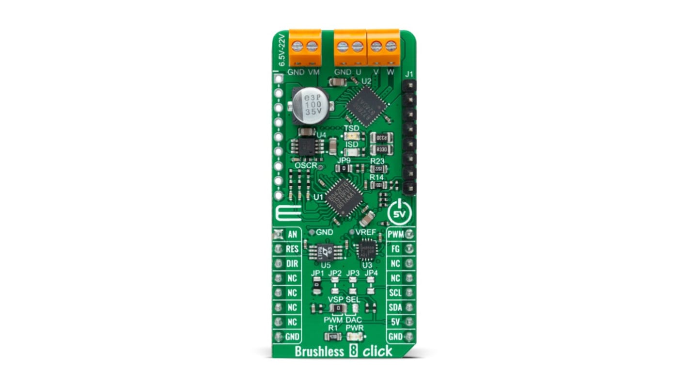 Placa de controlador Controlador para motores MikroElektronika Brushless 8 Click - MIKROE-4275