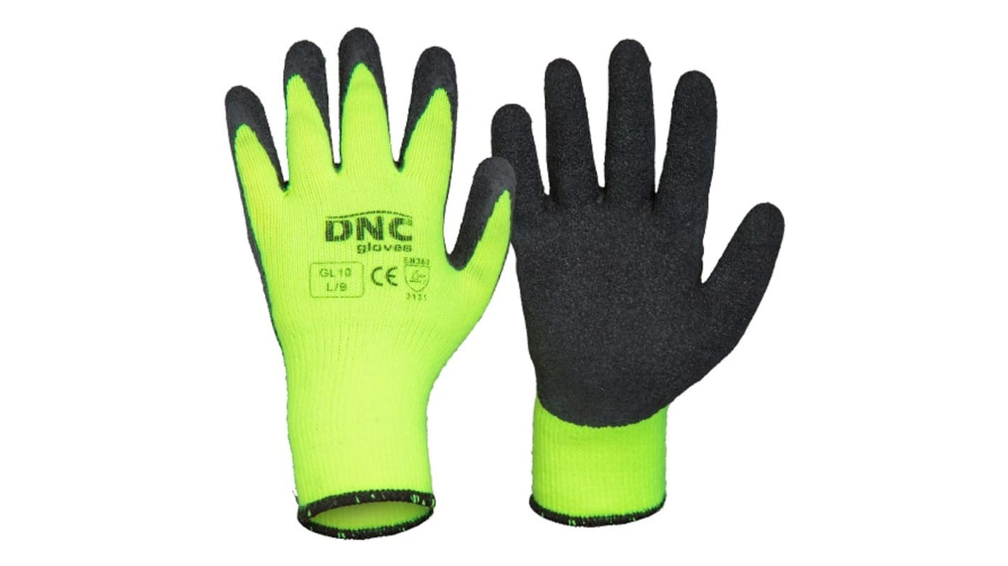 DNC Black/Yellow Abrasion Resistant, Dry Environment Latex Gloves, Size 7, Latex Coating