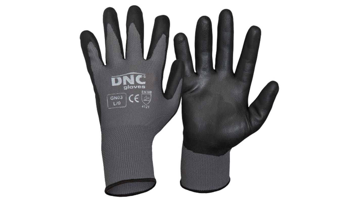 DNC Black/Grey General Purpose Work Gloves, Size 11, XXL, Nitrile Foam Coating