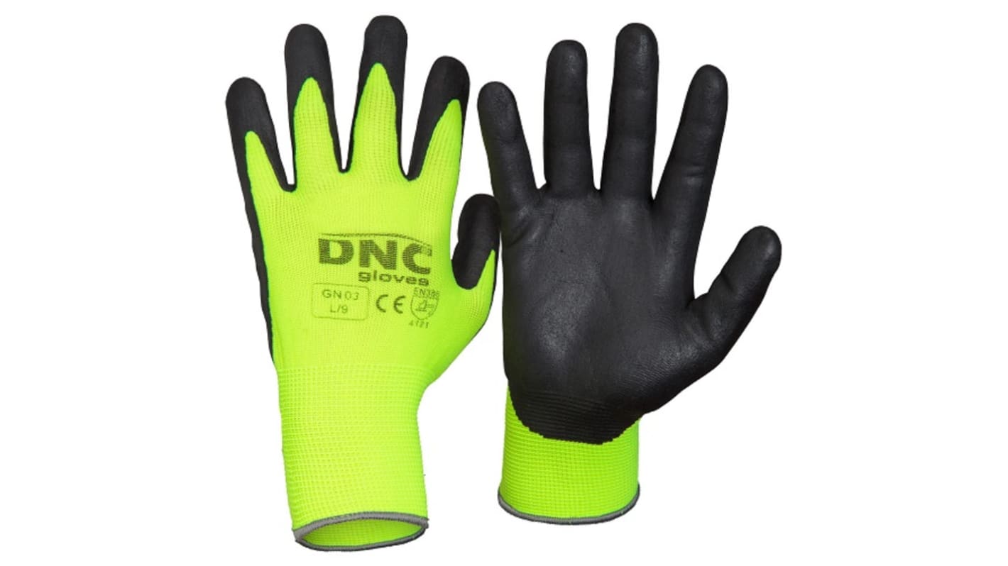 DNC Black/Yellow General Purpose Work Gloves, Size 11, XXL, Nitrile Foam Coating