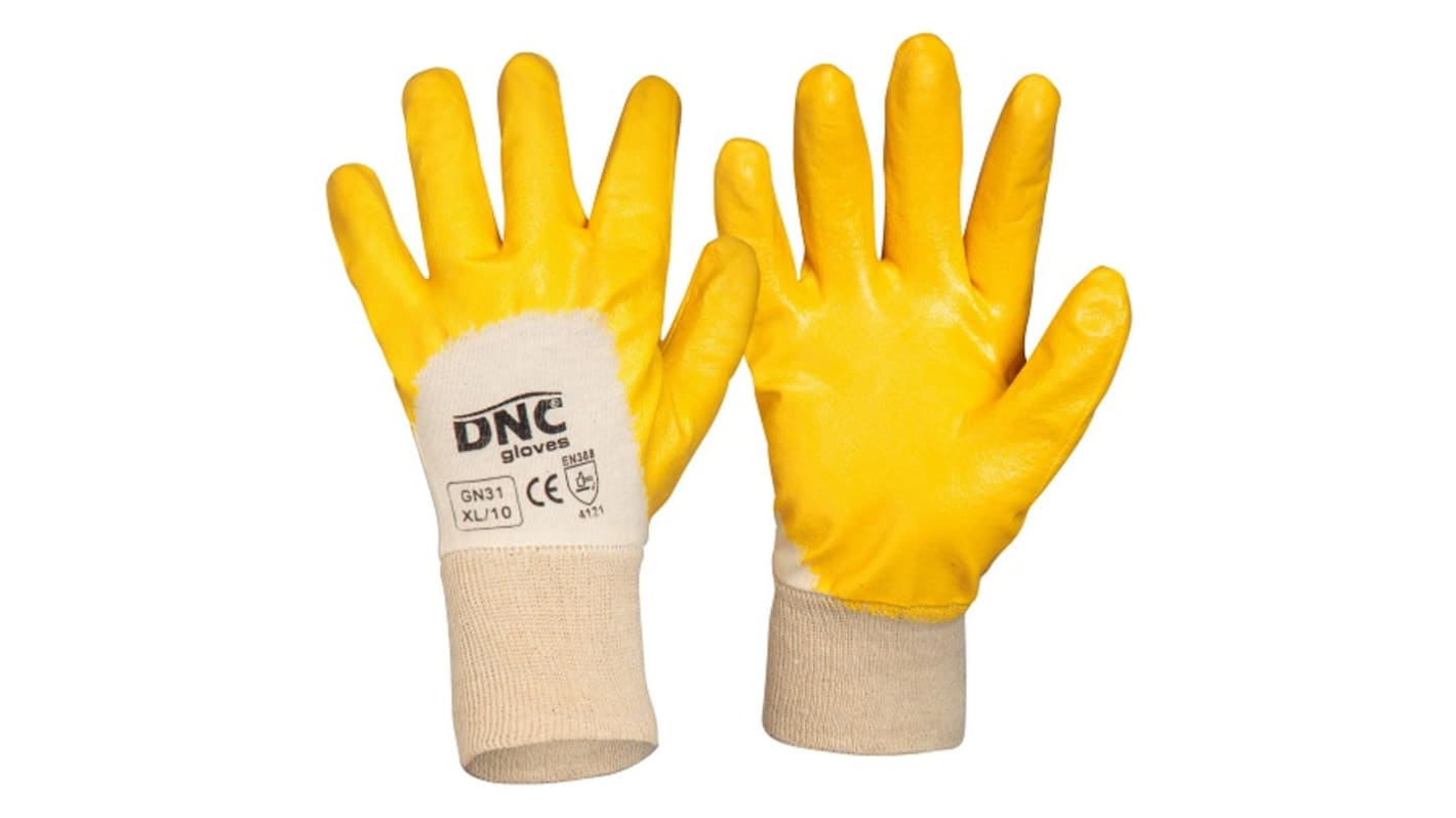 DNC Orange Cotton General Purpose Work Gloves, Size 8, Nitrile Coating