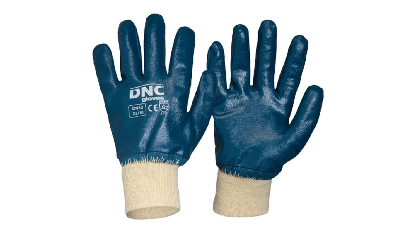 DNC Blue General Purpose Work Gloves, Size 8, Nitrile Coating