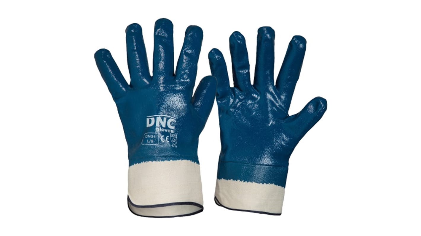 DNC Blue Cotton General Purpose Work Gloves, Size 10, Nitrile Coating